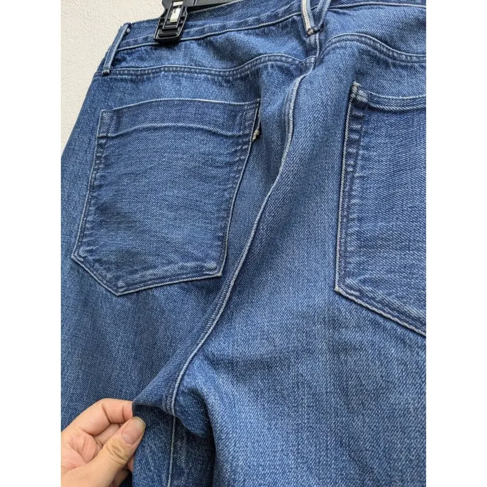 3x1 NYC Revolve Jeans Straight Fringe Frayed Hem Button Fly High Rise Denim S 31